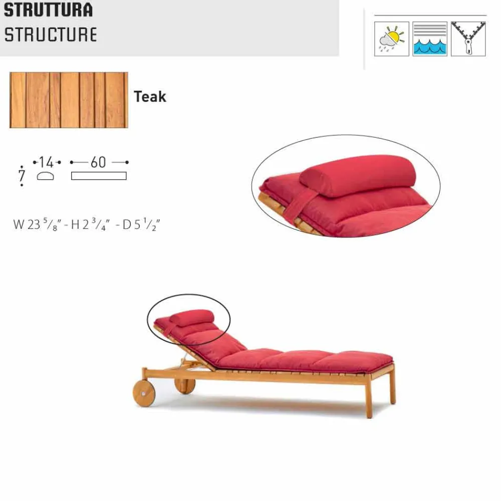 Varaschin Sonnenliegen-Teak Sonnenliege Outdoor mit Rollen Barcode