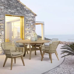 Viadurini in the Garden Gartentische Aus Teakholz-Teak-Außentisch mit drehbarer Mittelplatte, Homemotion - Dimitris