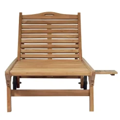 Viadurini in the Garden Sonnenliegen-Teak-Gartenliege mit abnehmbarem Tisch und Rädern - Oasi