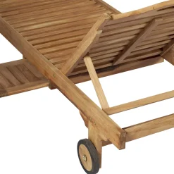 Viadurini in the Garden Sonnenliegen-Teak-Gartenliege mit abnehmbarem Tisch und Rädern - Oasi