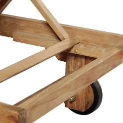 Viadurini in the Garden Sonnenliegen-Teak-Gartenliege mit abnehmbarem Tisch und Rädern - Oasi