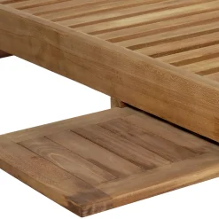 Viadurini in the Garden Sonnenliegen-Teak-Gartenliege mit abnehmbarem Tisch und Rädern - Oasi