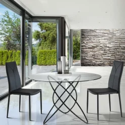 Viadurini Living Moderne Stühle-4-teiliger stapelbarer Esszimmerstuhl aus Kunstleder - Sibirien