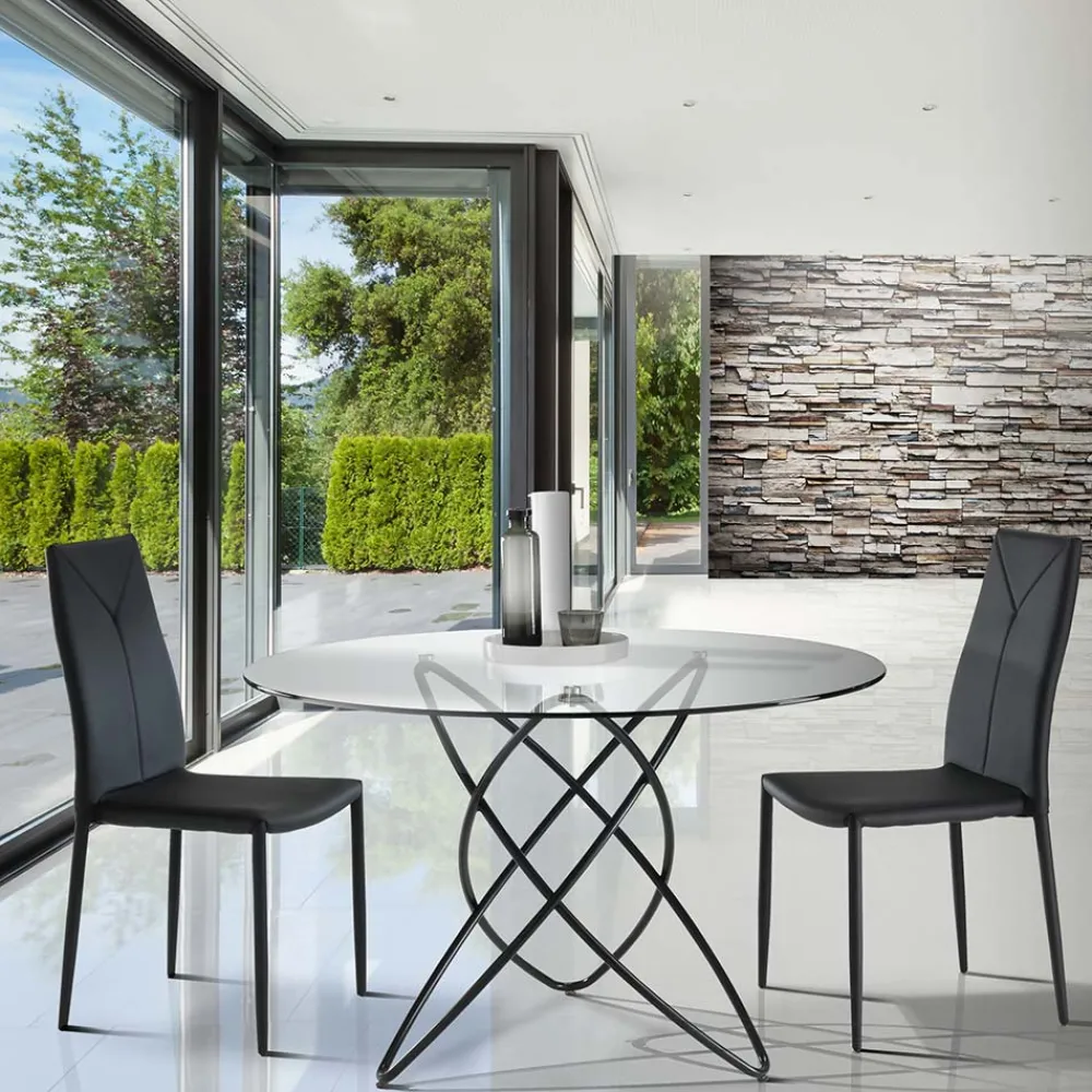 Viadurini Living Moderne Stühle-4-teiliger stapelbarer Esszimmerstuhl aus Kunstleder - Sibirien