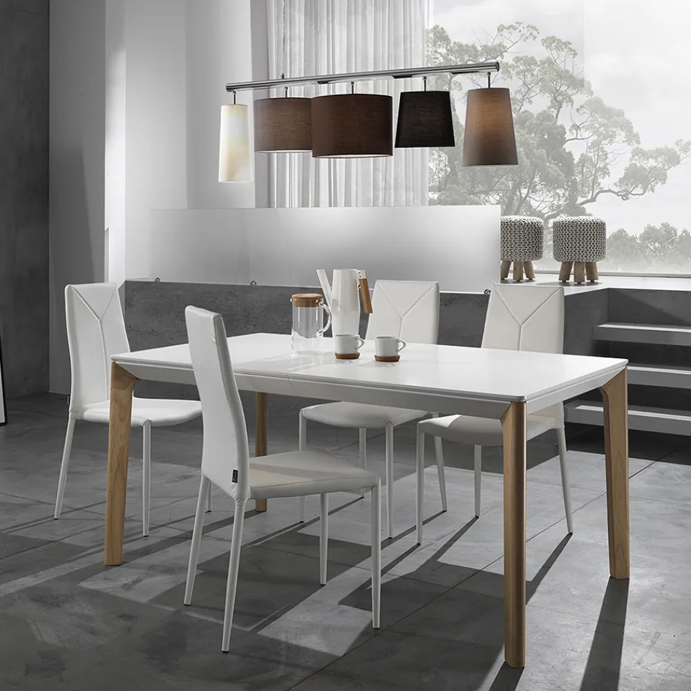 Viadurini Living Moderne Stühle-4-teiliger stapelbarer Esszimmerstuhl aus Kunstleder - Sibirien