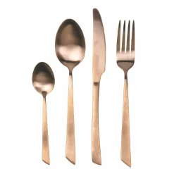 Viadurini Kitchen Besteck Set-24-teiliges Besteckset aus flachem schwarzem Stahl oder Kupfer - Antozoi