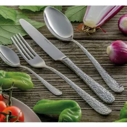 Viadurini Kitchen Besteck Set-24-teiliges Besteckset aus poliertem Stahl mit Gravur Made in Italy - Nara