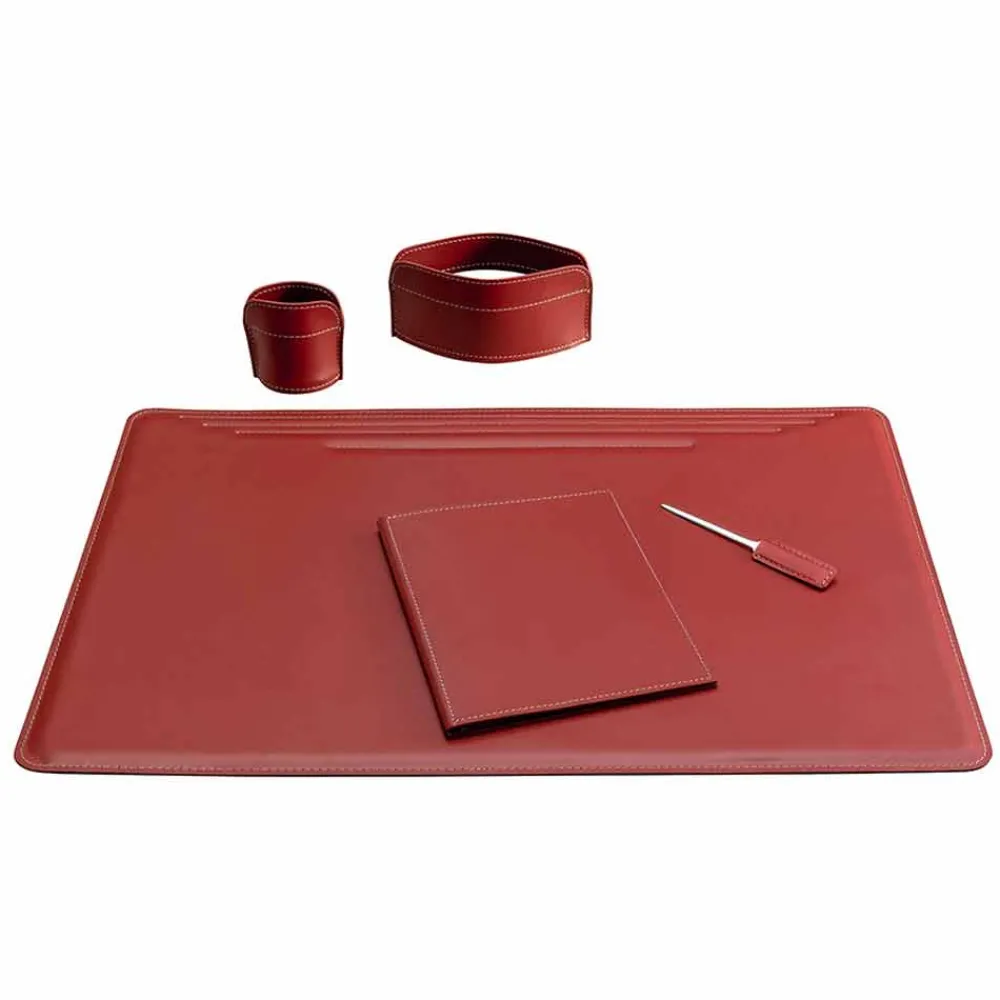 Limac Design Bürozubehör-5-teiliges Leder-Schreibtischzubehör Made in Italy - Ebe