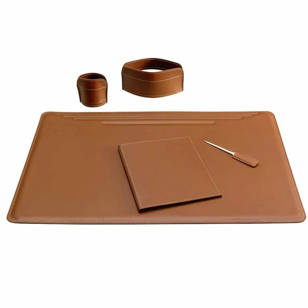 Limac Design Bürozubehör-5-teiliges Leder-Schreibtischzubehör Made in Italy - Ebe