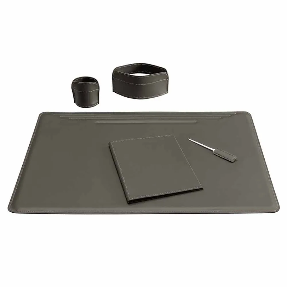 Limac Design Bürozubehör-5-teiliges Leder-Schreibtischzubehör Made in Italy - Ebe