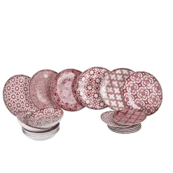 Viadurini Kitchen Teller Set-18-teiliges Porzellan-Geschirrservice in 2 verschiedenen Ausführungen - Jamais