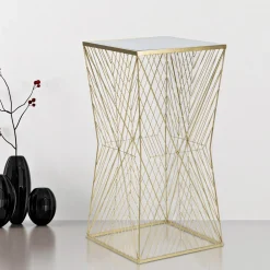 Viadurini Living Moderne Couchtische-Telefontisch aus goldenem Eisen und verspiegelter Glasplatte - Olivia