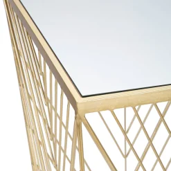 Viadurini Living Moderne Couchtische-Telefontisch aus goldenem Eisen und verspiegelter Glasplatte - Olivia