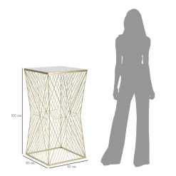 Viadurini Living Moderne Couchtische-Telefontisch aus goldenem Eisen und verspiegelter Glasplatte - Olivia