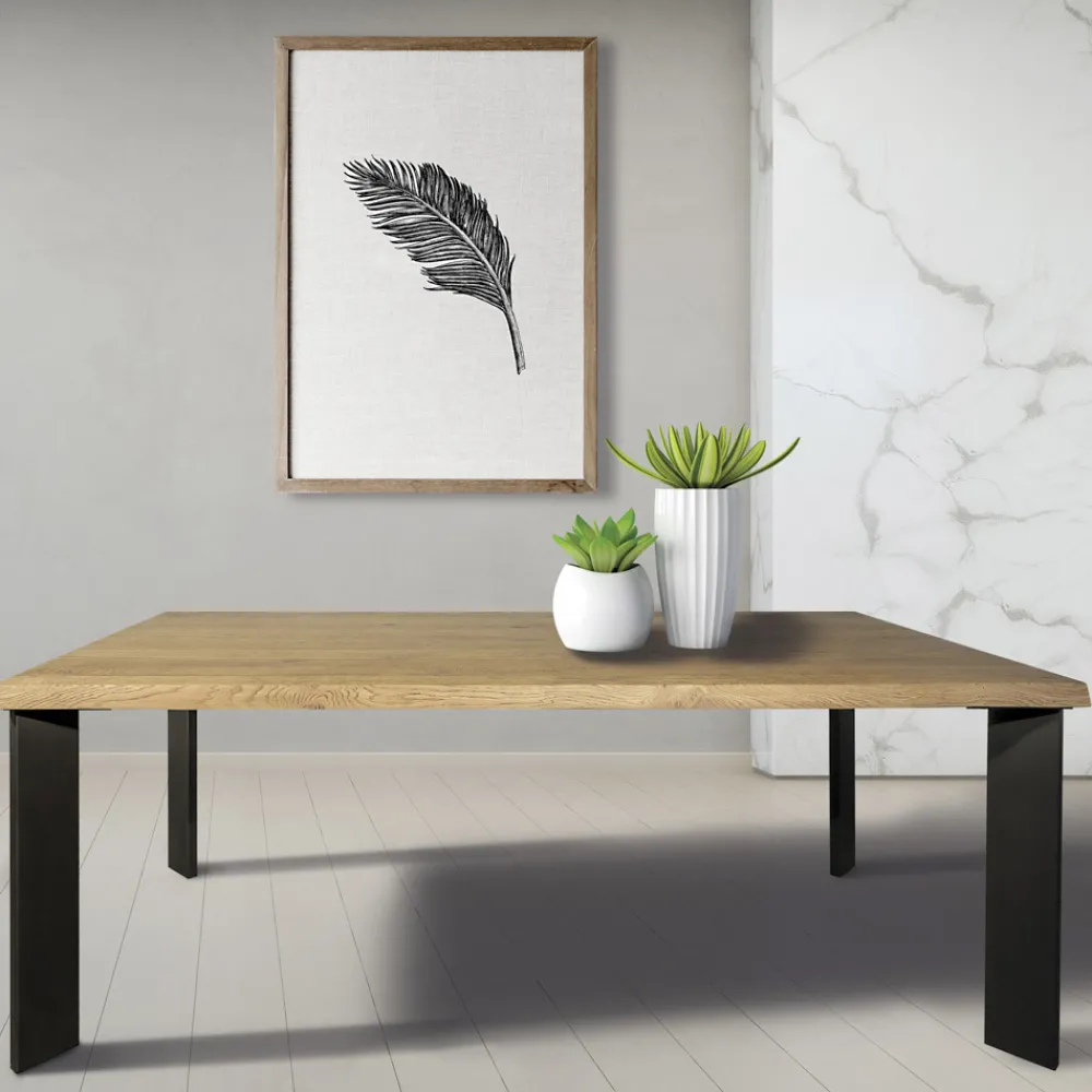 Viadurini Living Esstische Nach Mass|Esstische-Tisch aus Asteiche furniert und Metallbeinen Made in Italy - Vicente