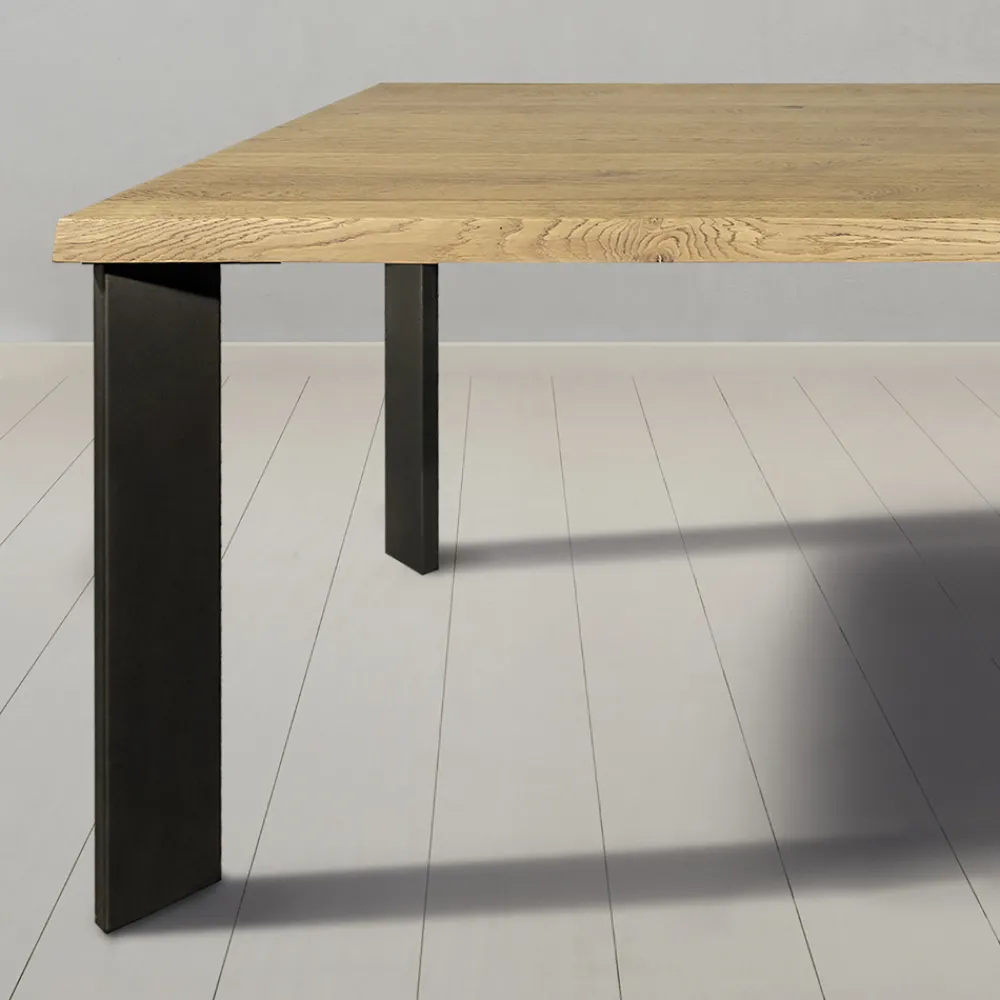 Viadurini Living Esstische Nach Mass|Esstische-Tisch aus Asteiche furniert und Metallbeinen Made in Italy - Vicente