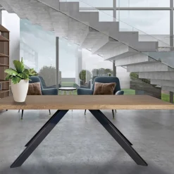 Viadurini Living Esstische Nach Mass|Esstische-Tisch aus furniertem Eichenholz und Metall Made in Italy - Seoul