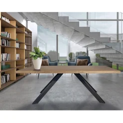 Viadurini Living Esstische Nach Mass|Esstische-Tisch aus furniertem Eichenholz und Metall Made in Italy - Seoul