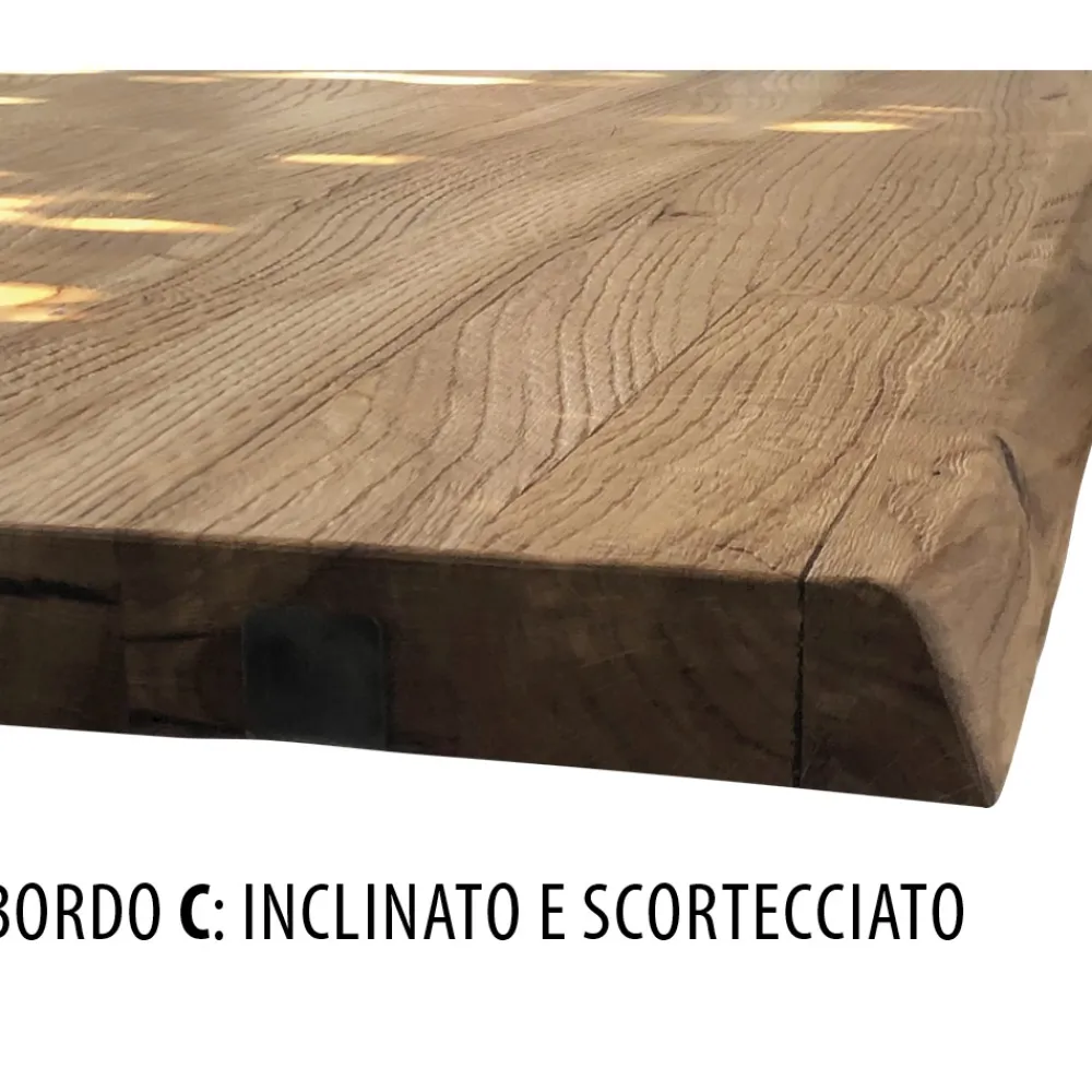 Viadurini Living Esstische Nach Mass|Esstische-Tisch aus geknoteter Eiche mit Metallgestell Made in Italy - Sebastiano