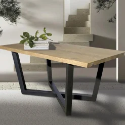 Viadurini Living Esstische Nach Mass|Esstische-Tisch aus geknoteter Eiche mit eisengrauem Metallgestell Made in Italy - Gonna