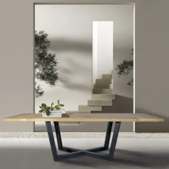 Viadurini Living Esstische Nach Mass|Esstische-Tisch aus geknoteter Eiche mit eisengrauem Metallgestell Made in Italy - Gonna