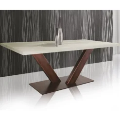 Viadurini Living Esstische Nach Mass|Esstische-Tisch aus plattierter Eiche mit eckiger Blattkante und Metall Made in Italy - Riad