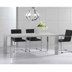 Viadurini Living Esstische Nach Mass|Esstische-Tisch aus Travertinstein mit Beinen aus glänzendem Stahl Pompilio