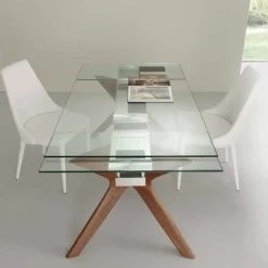 Viadurini Living Ausziehbare Esstische-Tisch in modernem Design ausziehbar aus Stahl und Glas Kentucky
