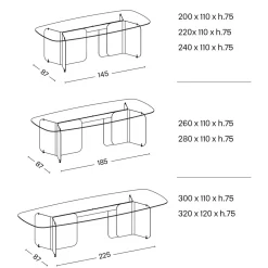 Viadurini Living Esstische-Tisch mit geformter Glasplatte und gebogenem Metallfuß - Piacere