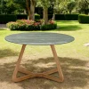 Viadurini Living Gartentische Fest|Gartentische Aus Teakholz-Tisch mit Keramikplatte und Teakholzgestell, hergestellt in Italien – Helm