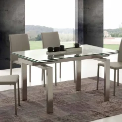 Viadurini Living Ausziehbare Esstische-Tisch verlängerbar aus Glas und Stahl Georgia