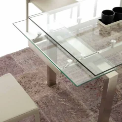 Viadurini Living Ausziehbare Esstische-Tisch verlängerbar aus Glas und Stahl Georgia