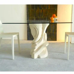 Viadurini Living Esstische Nach Mass-Tisch viereckig aus Stein und Kristallplatte Leda