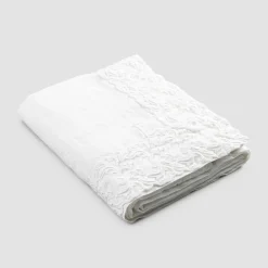 Viadurini Textile Tischdecken-Tischdecke aus weißem Leinen oder Butter mit rechteckigem Farnese-Spitzendesign - Kippel