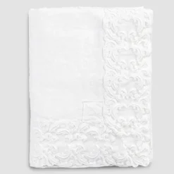 Viadurini Textile Tischdecken-Tischdecke aus weißem Leinen oder Butter mit rechteckigem Farnese-Spitzendesign - Kippel