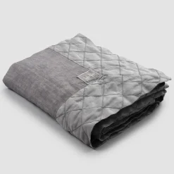 Viadurini Textile Tischdecken-Tischdecke und Bordüre aus anthrazitfarbenem Leinen mit geometrischem Dekor, handgefertigt - Dippel