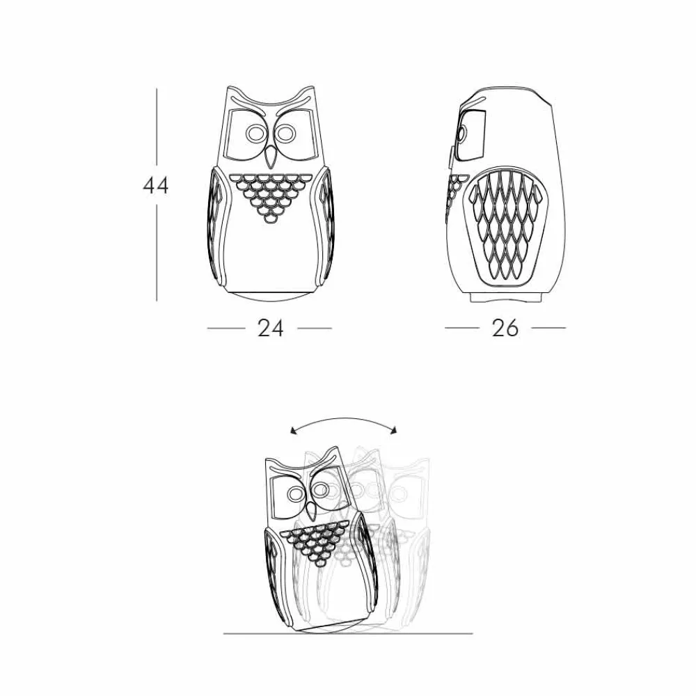 SLIDE Design Tischlampen-Tischfarbene Eulenlampe Bubo, hergestellt in Italien