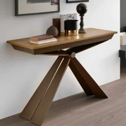 Viadurini Living Ausziehbarer Konsolentisch-Tischkonsole aus Holz und Metall ausziehbar bis 295 cm Made in Italy - Timedio