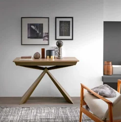 Viadurini Living Ausziehbarer Konsolentisch-Tischkonsole aus Holz und Metall ausziehbar bis 295 cm Made in Italy - Timedio