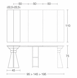 Viadurini Living Ausziehbarer Konsolentisch-Tischkonsole aus Holz und Metall ausziehbar bis 295 cm Made in Italy - Timedio