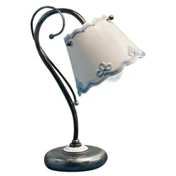 Ferroluce Vintage Tischlampen-Tischlampe aus Eisen und Keramik mit handbemaltem Stickeffekt - Ravenna