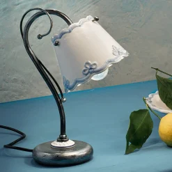 Ferroluce Vintage Tischlampen-Tischlampe aus Eisen und Keramik mit handbemaltem Stickeffekt - Ravenna