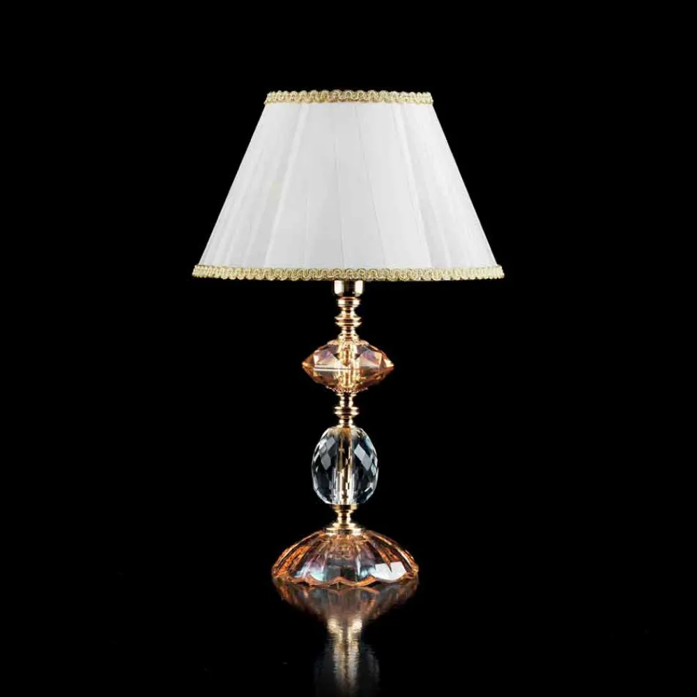 Viadurini Lighting Klassische Tischlampen-Tischlampe aus Glas und Kristall Belle, hergestellt in Italien