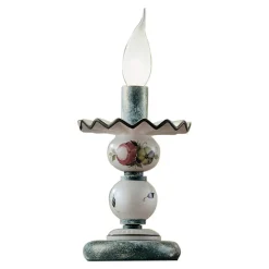 Ferroluce Vintage Tischlampen-Tischlampe aus handverzierter Keramik und antikem Messing - Sanremo