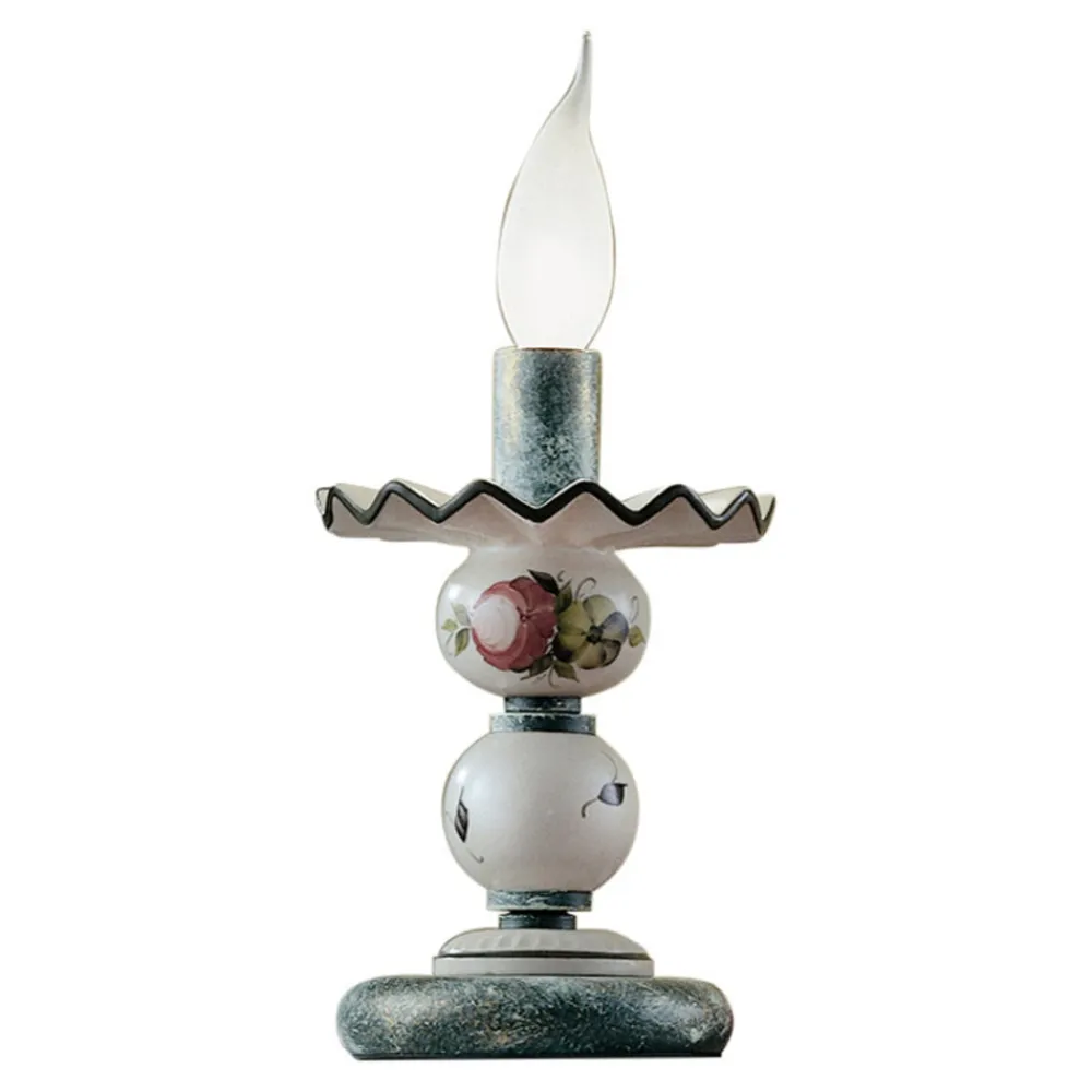 Ferroluce Vintage Tischlampen-Tischlampe aus handverzierter Keramik und antikem Messing - Sanremo