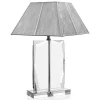Viadurini Lighting Klassische Tischlampen-Tischlampe aus Kristall und quadratischer Luxuslampenschirm in Silber - Clezia