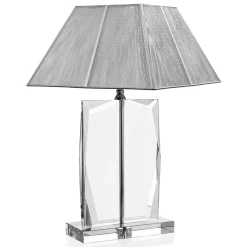 Viadurini Lighting Klassische Tischlampen-Tischlampe aus Kristall und quadratischer Luxuslampenschirm in Silber - Clezia