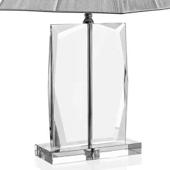 Viadurini Lighting Klassische Tischlampen-Tischlampe aus Kristall und quadratischer Luxuslampenschirm in Silber - Clezia