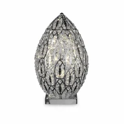 Viadurini Lighting Design Tischlampen-Tischlampe aus Kristall und Stahl eiförmig Egg