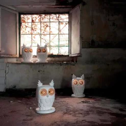 Viadurini Lighting Design Tischlampen-Tischlampe aus mattweißer Keramik 2 Lichter Modernes Design Eule - Eule